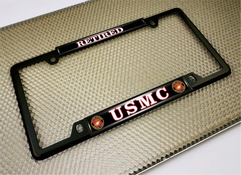 USMC - Retired Marine Corps - Car Metal License Plate Frame